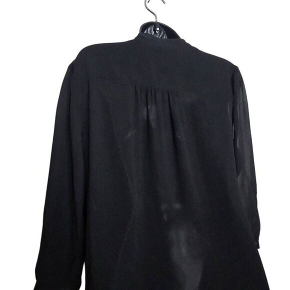 Babaton Blouse Women's Size Small 100% Silk Draped Black Semi Sheer 3/4 Sleeve - Picture 4 of 5